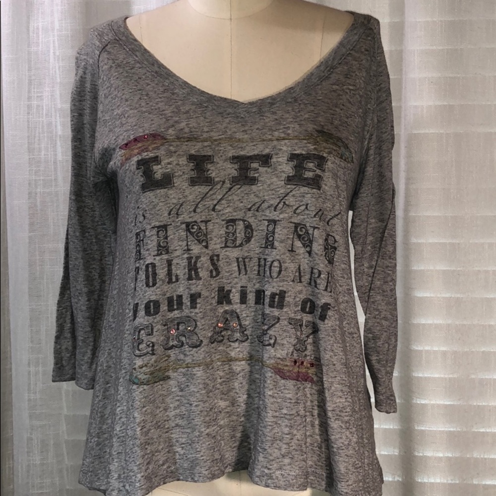 Gray Burnout- 3/4 Sleeve Shirt